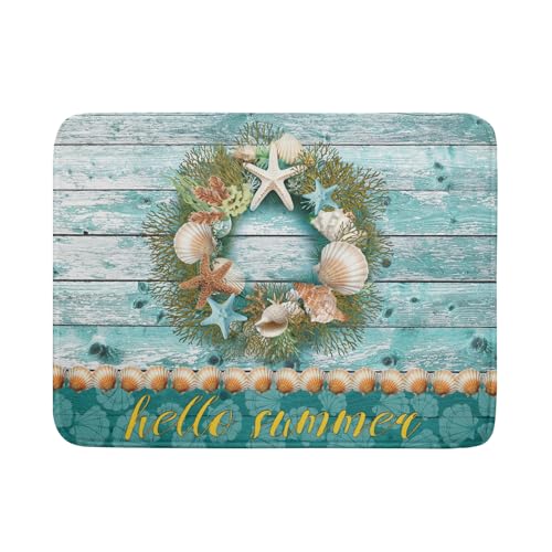 Coastal Wreath Dish Drying Mat 18x24 inch Starfish Shell Absorbent Microfiber Dish Rack Mats Drainer Pad Kitchen Countertop Accessories