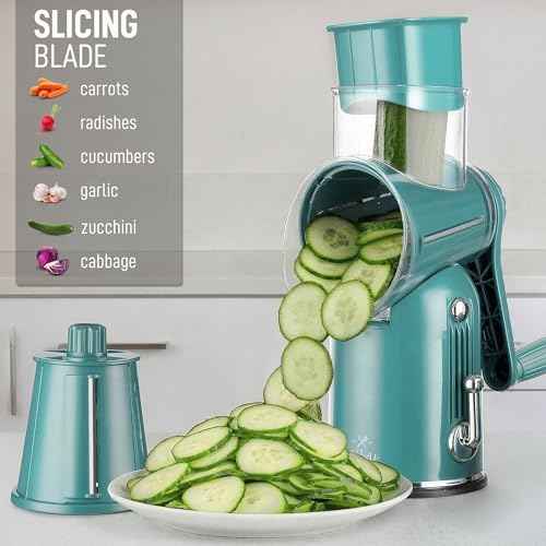 Rotary Cheese Grater Manual Hand Crank 5 Blade Shredder