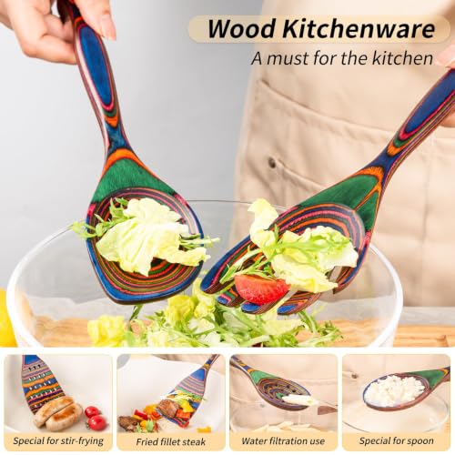 9 Piece Rainbow Heart Pakkawood Utensils Set (9 Count)