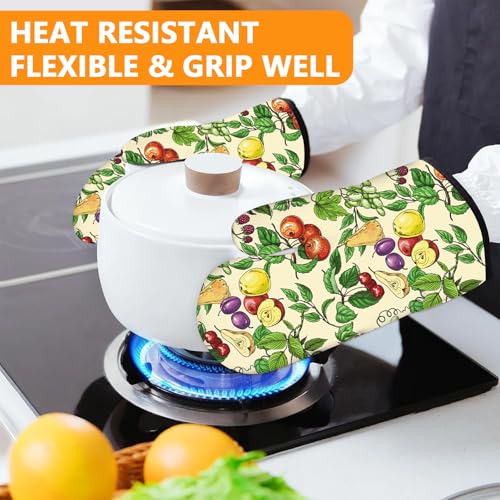 Fruit Flower Oven Mitts and Pot Holders Sets 4Pcs