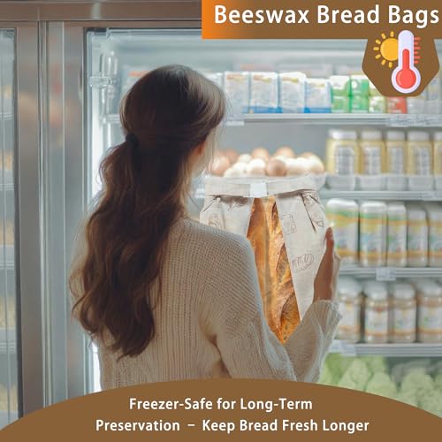 Reusable Beeswax Bread Bags for Homemade Sourdough with Clear Window (2 Count)