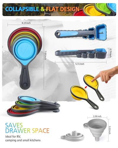 Collapsible Measuring Cups and Spoons Set with Funnel
