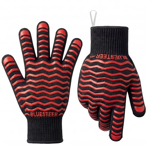 BBQ Gloves 1472°F Heat Resistant Oven Gloves with Fingers (9.6 Ounce)