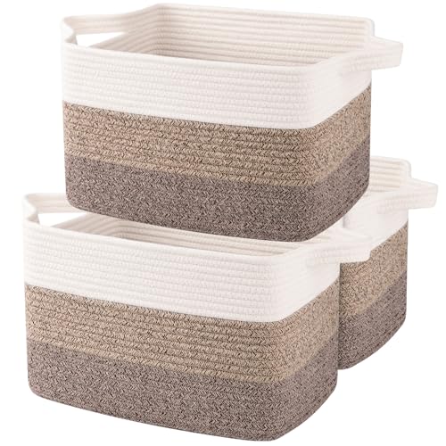 Cotton Rope Storage Baskets for Organizing Dark Brown 3