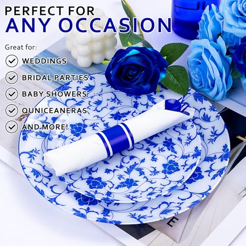 400PCS Pre Rolled Blue Plastic Silverware Set Heavy Duty for Wedding (400 Count)