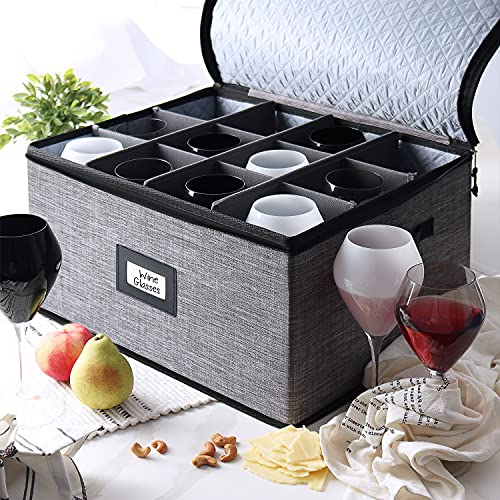 Wine Glass Storage Box with Dividers