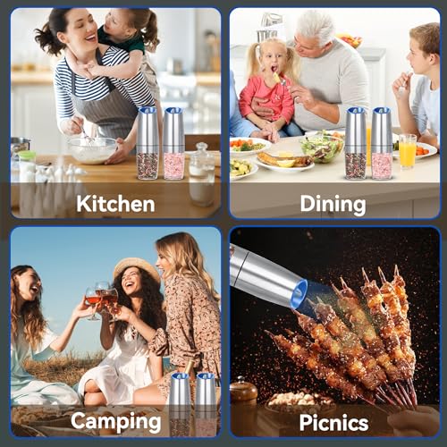 Battery Operated Gravity Salt And Pepper Grinder Set (2 Count)