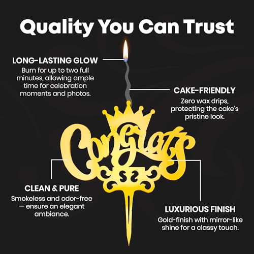 Congrats Reusable Gold Cake Candle