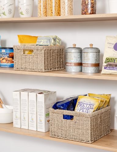 Wicker Storage Baskets for Shelves (2 Count)