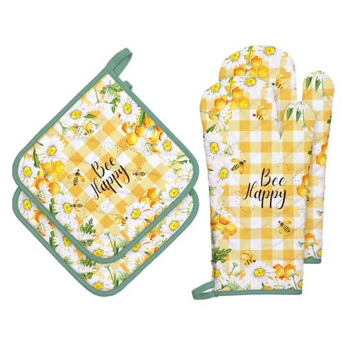 Bee Daisy Oven Mitts and Pot Holders Set (2 Count)