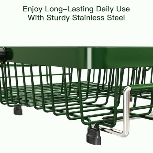 Green Expandable Dish Drying Rack Over The Sink with Anti Slip Grip