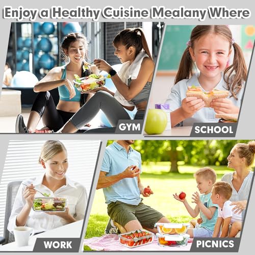 5 PACK 36 OZ Glass Meal Prep Containers Set with Lids (5 Count)