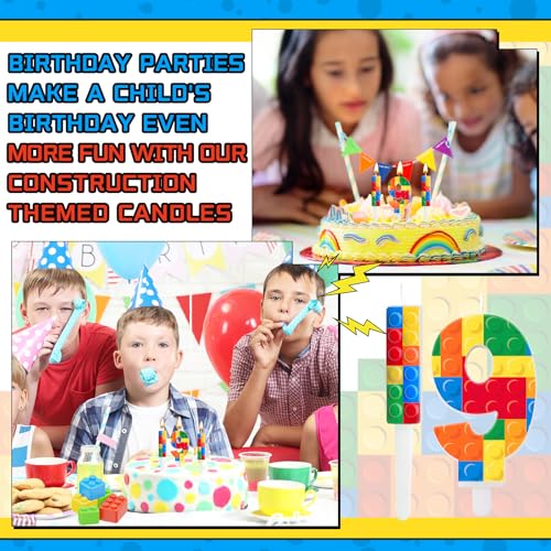 7 Pcs Building Block Themed Birthday Candles Set Building Blocks Number 8 Candle Cake Topper for Building Block Party Decoration Supplies (7 Count)