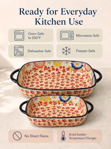 2 Piece Polish Pottery Style Ceramic Baking Dish Set (2 Count)
