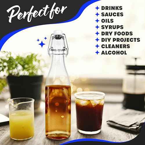 12 Oz Swing Top Glass Bottles with Airtight Lid 12 Pack Bundle (12 Count)