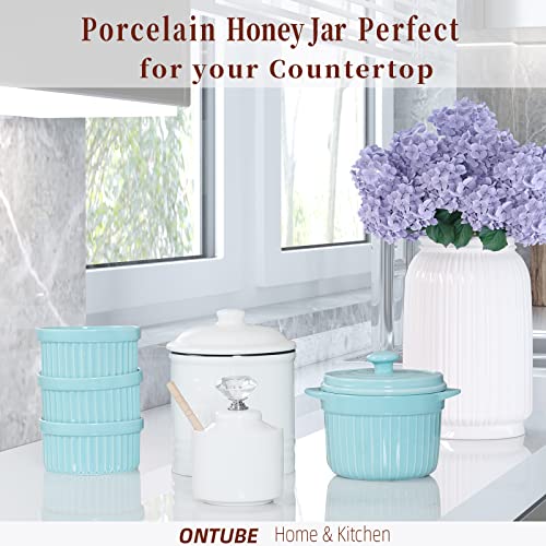 Ceramic Honey Jar with Dipper and Crystal Lid (8 Ounce)