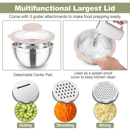 Mixing Bowls Stainless Steel Salad Serving Bowl with Clear Lids (5 Count)