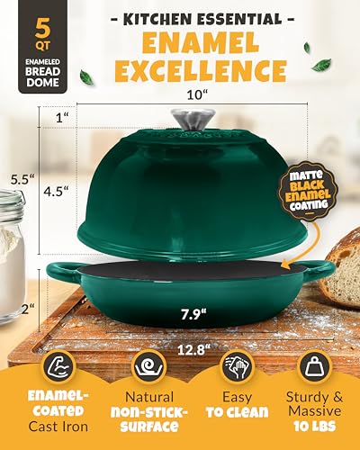 5 QT Enameled Dutch Oven for Bread Baking with Lid & Starter Kit