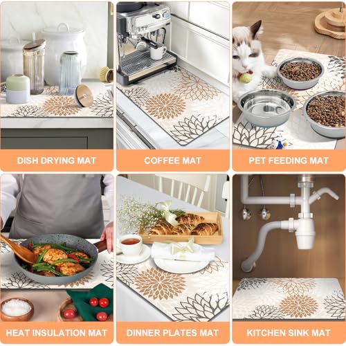 2PCS 12" x 20" Dish Drying Mat & 24" x 5.5" Sink Splash Guard