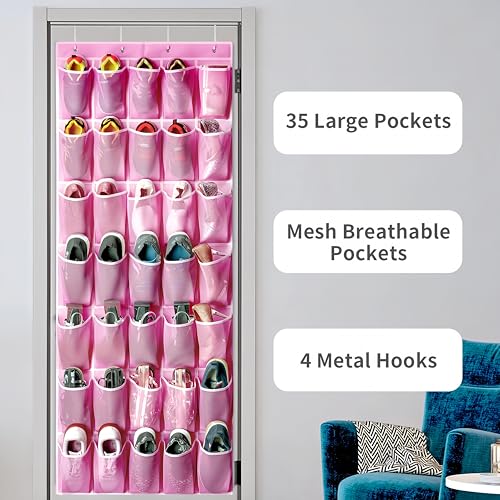 35 Pockets Over the Door Shoe Organizer