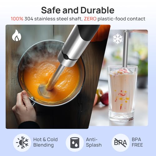 4-in-1 Immersion Blender Handheld Max 1100W, Trigger Speed Control