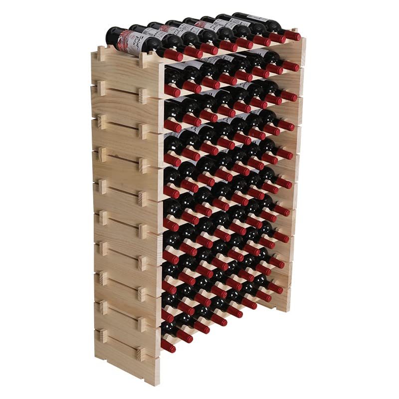 Wine Rack Cabinet Wooden Freestanding for Floor Stackable Storage Wine Bottle Holder