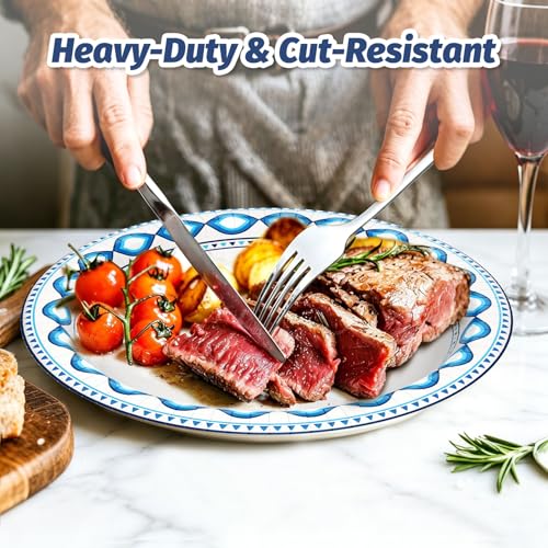 200 Pack 8.5 Inch Disposable Heavy Duty Blue Printed Paper Plate (200 Count)