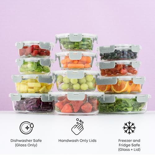 24pc Borosilicate Glass Storage Containers with Lids (24 Count)