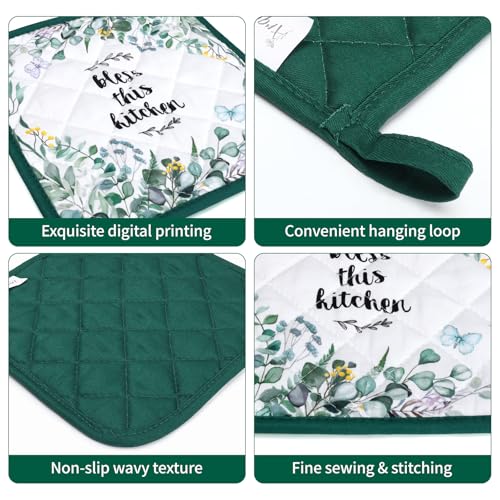 Eucalyptus Leaf Oven Mitts and Pot Holders Set