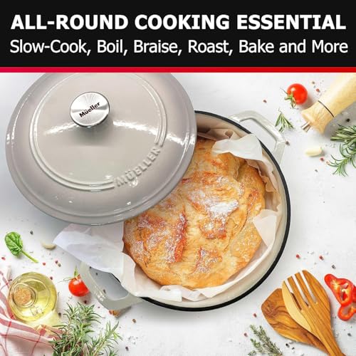MUELLER HOME 7.5 QT Enameled Cast Iron Dutch Oven
