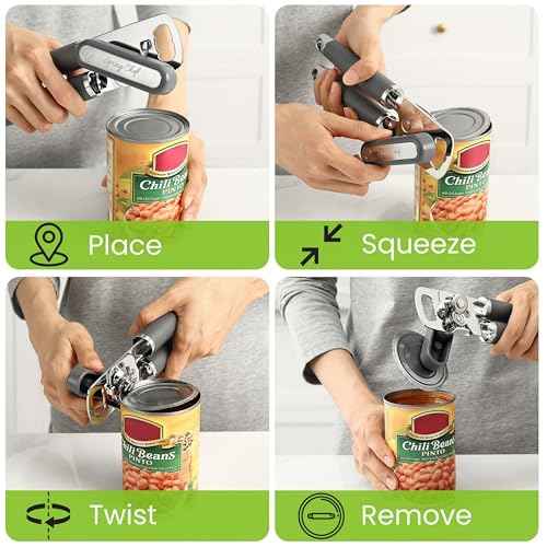 Stainless Steel Manual Can Opener with Soft Grip Handles