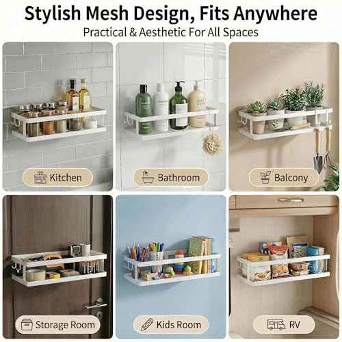 2 Pack Minimalist Shower Caddy Wall Mount (2 Count)