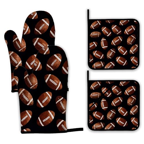 American Football Oven Mitts and Pot Holders (4 Count)