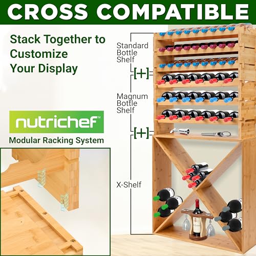 72 Bottle Wine Rack Stackable Bamboo Freestanding (72 Count)