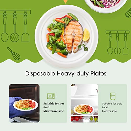 120 Pack Compostable Paper Plates Disposable (60 Count)