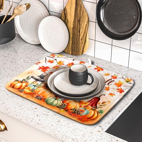 Happy Fall Dish Drying Mat