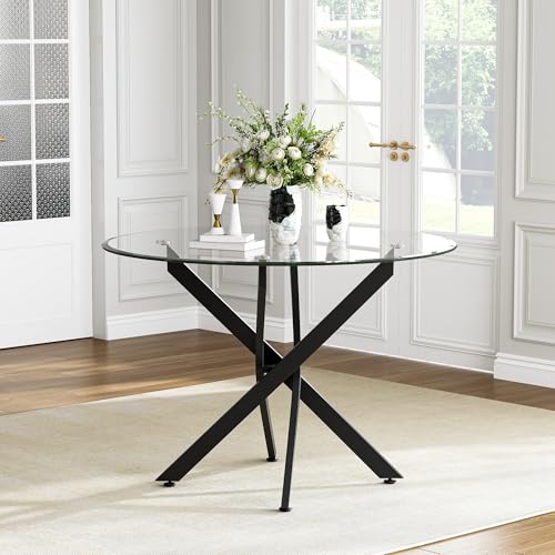 36” Round Glass Dining Table for 4