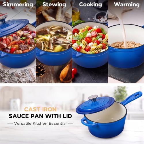 3QT Saucepan Enameled Cast Iron Sauce Pan Pot