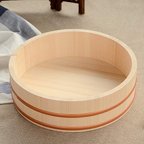 14.2" Wooden Sushi Rice Bowl Hangiri Sushi Oke Rice Mixing Tub