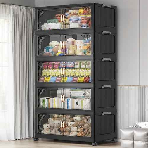 V60 700QT Plastic Stackable Storage Bins with Lid (5 Count)