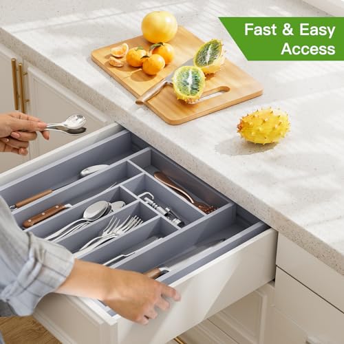 Bamboo Expandable Silverware Drawer Organizer
