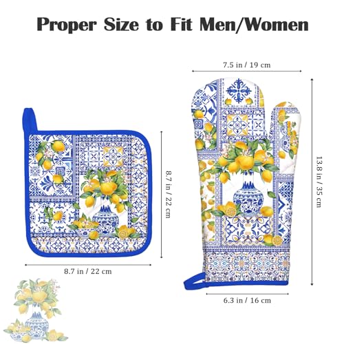 Yellow Lemon Oven Mitts and Pot Holders Set (4 Count)