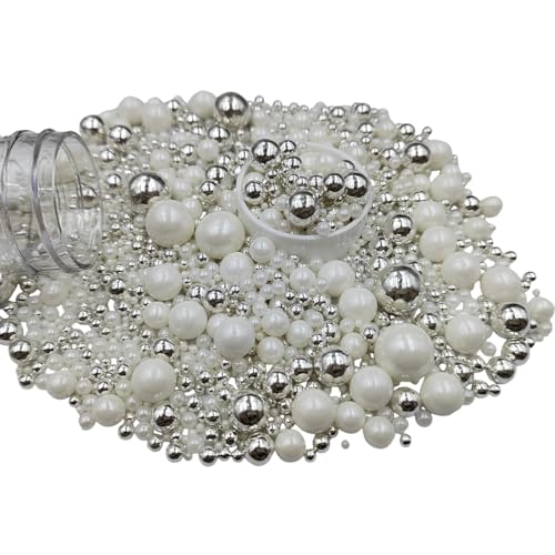 Edible White Silver Sugar Pearls Candy Sprinkles 120G (4.23 Ounce)