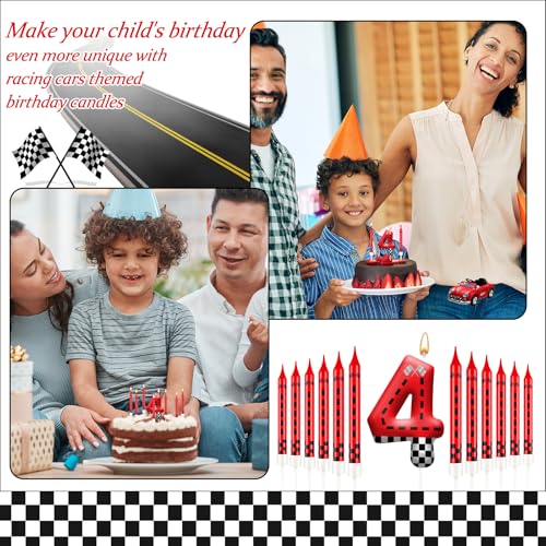 13PCS Racing Car Theme Birthday Candle Set with Checkered Flag Design (13 Count)