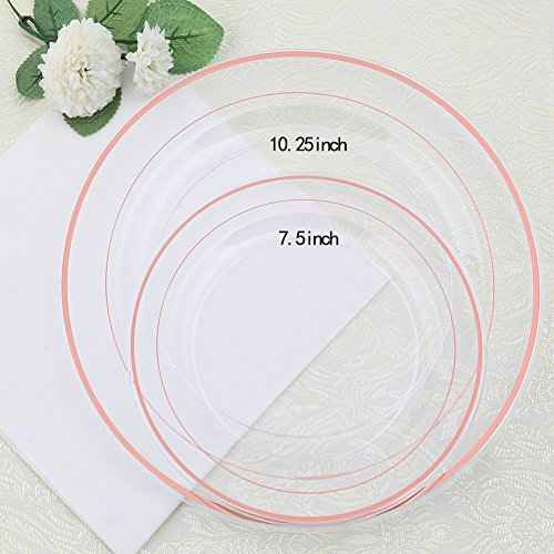 60 Pcs Rose Gold Plastic Plates (30 Count)