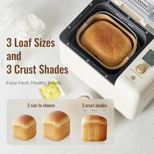 2.2LB 15-in-1 Bread Machine with Dual Heater and Auto Nut Dispenser