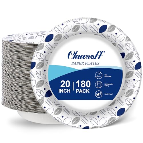 20 oz 180 Pack Paper Bowls Bulk Heavy Duty Disposable Bowls Leaf (180 Count)