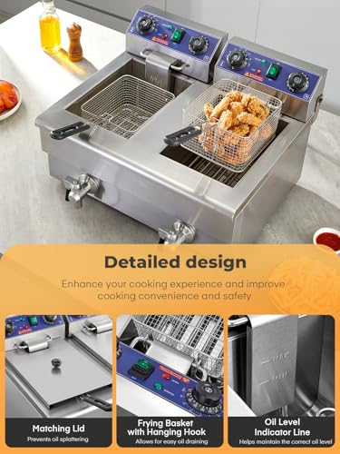 Commercial Deep Fryer with Basket and Lid