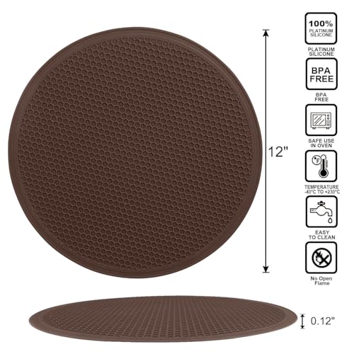 Brown Silicone Microwave Mat 12 inch Extra Large Multi
