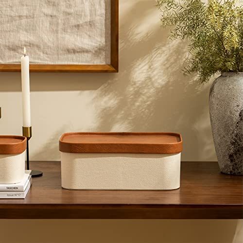 Decorative Storage Boxes with Lids Faux Leather (3 Count)